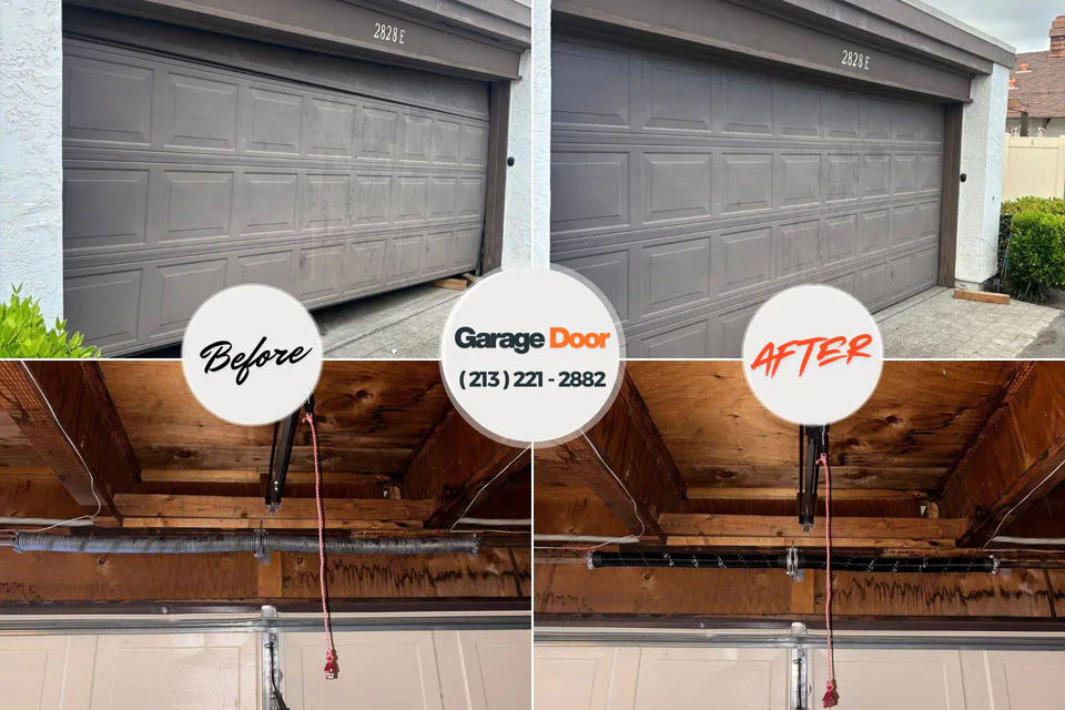Before and after: garage door repair Haiku-Pauwela, HI